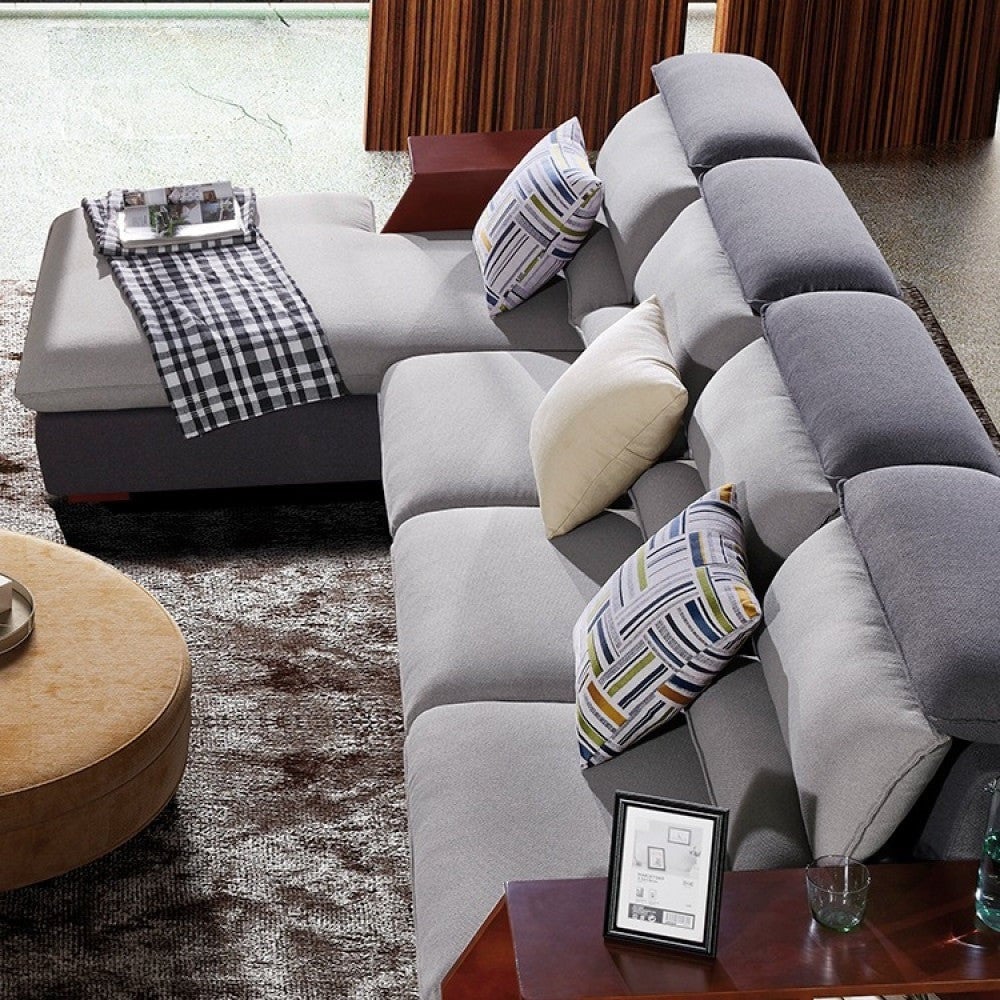 أريكة زاوية بأرفف ذاتية